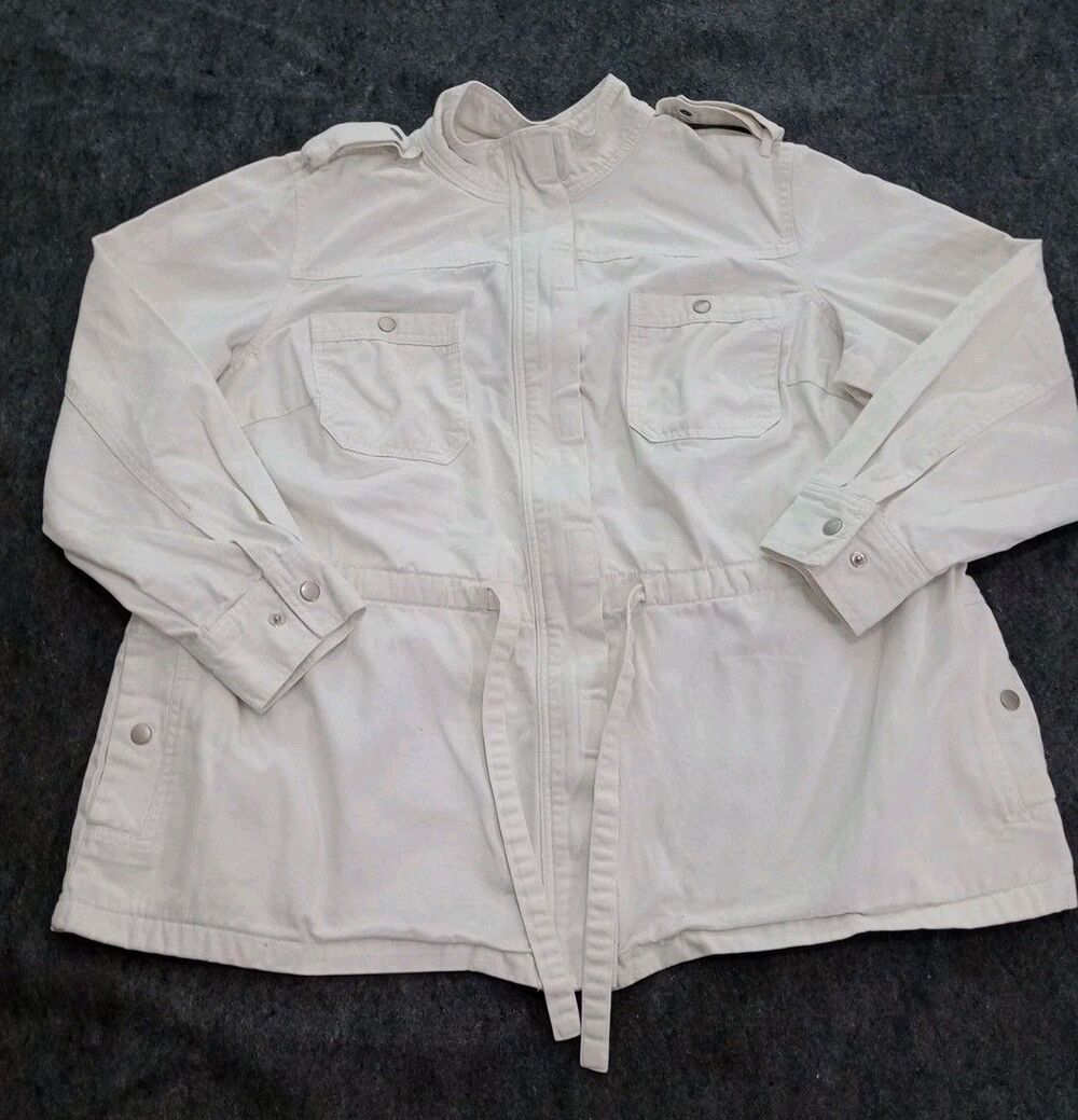 Taillissime La Redoute Women's 16W White Cotton Military Safari Utility Jacket